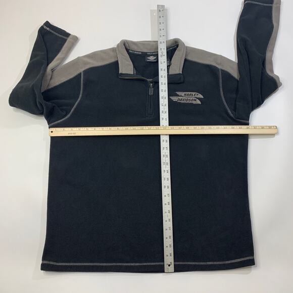 Harley Davidson Fleece Mens XL Extra Large Black Grey Long Sleeve Biker Sweater - Picture 8 of 14